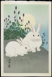 Zwei weiße Kaninchen unter einem Vollmond, 1930er Jahre